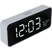 Greenblue GB397 Réveil double alarme Fonction snooze 5min USB Indicateur de température Compte à rebours 12/24h Blanc Touch LCD Horloge chambre bureau