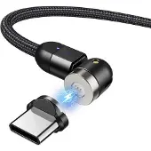 Macleans Câble USB magnétique avec adaptateur USB type C 1m Charge rapide 9V/2A 5V/3A Fast Charge Câble de charge de données Connexion magnétique rotative