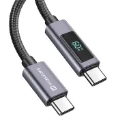Swissten Câble de charge USB-C / USB-C 1,5m 60W PD avec écran LCD
