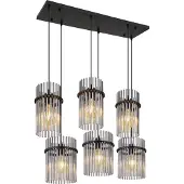 Globo Lighting Suspension noire Gorley avec verre fumé 6 lumières