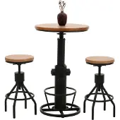 Mendler Set table de bar + 2x tabourets de bar -N17