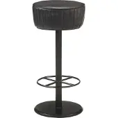 Syfax Tabouret de bar Noir Cuir véritable