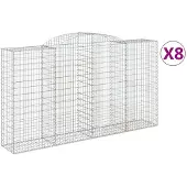 vidaXL Gabions avec arc surélevé 8 pcs. 300x50x160/180cm Fer galvanisé
