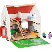 Goki Maison de poupée portable en bois avec accessoires