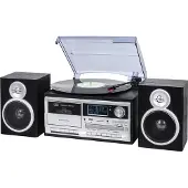 Trevi DAB+ STEREO TURNTABLE 25W WIRELESS USB SD AUX-IN CASSETTE ENCODING TT 1072 DAB BLACK