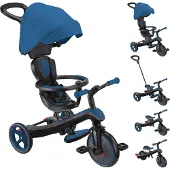 Globber EXPLORER TRIKE 4in1 - Poussette, tricycle et vélo d'exercice, 10/8,5 pouces, siège en TPR, réglable en hauteur, bleu