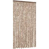 vidaXL Rideau anti-mouches beige et brun foncé 100x230 cm chenille