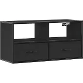 Syfax Meuble TV noir 80x31x39,5 cm bois d'ingénierie et métal