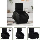 The Living Store Fauteuil relax avec releveur Noir Similicuir