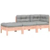 vidaXL Canapé de jardin avec coussin et pouf 3 places