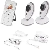 Lionelo Babyline 5.1 Babyphone avec caméra Moniteur bébé Communication bidirectionnelle Portée de 300 mètres Deux caméras dans le kit Mode nuit Système VOXBlanc
