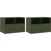 Syfax Meubles TV 2 pcs vert olive 67x39x44 cm acier