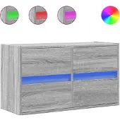 vidaXL Armoire TV murale avec éclairage LED Gris Sonoma 80x31x45 cm