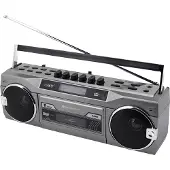Soundmaster SRR80TI Radio cassette portable rétro avec DAB+, microphone, Bluetooth, lecture USB et SD