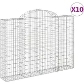 vidaXL Gabions avec arc surélevé 10pcs 200x30x140/160cm Fer galvanisé