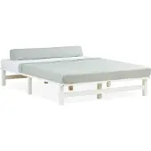 Homestyle4u Lit palette 140x200 cm Lit en bois massif Meubles en Palette Lit Futon Blanc