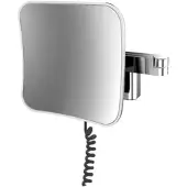 Emco LED miroir de rasage et de maqu'illage, grossissement 5x, rectangulaire, double bras articulé, câble spiralé, prise, light system, 109513353