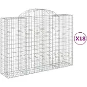 vidaXL Gabions avec arc surélevé 18pcs 200x50x140/160cm Fer galvanisé
