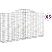 vidaXL Gabions avec arc surélevé 5 pcs. 300x30x160/180cm Fer galvanisé