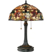 QUOIZEL Lampe de table, verre Tiffany, métal, bronze, H 58,4 cm