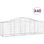 vidaXL Gabions avec arc surélevé 40 pcs. 200x50x60/80 cm Fer galvanisé