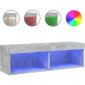 vidaXL Armoire TV avec lampes LED gris béton 100x30x30 cm