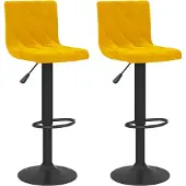 Syfax Tabourets de bar lot de 2 jaune moutarde velours