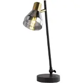 Searchlight lAMPE DE TABLE 1LT, NOIR ET LAITON SATINÉ AVEC VERRE FUMÉ