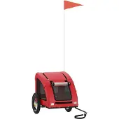 vidaXL Remorque pour vélo Chiens Rouge Tissu Oxford et fer
