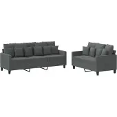 vidaXL Ensemble de canapés 2 pièces avec coussins Tissu gris foncé