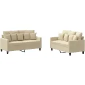 vidaXL Ensemble de canapés 2 pièces avec coussins Crème Tissu