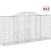 vidaXL Gabions avec arc surélevé 12 pcs 300x50x140/160cm Fer galvanisé