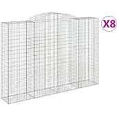 vidaXL Gabions avec arc surélevé 8 pcs. 300x50x200/220cm Fer galvanisé