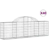 vidaXL Gabions avec arc surélevé 40 pcs. 200x30x60/80 cm Fer galvanisé