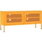 Syfax Meuble TV Jaune moutarde 105x35x50 cm Acier