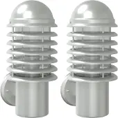 vidaXL Lampes murales extérieures 2 pcs. argent acier inoxydable
