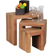 Wohnling Acacia 3 pièces Table d'appoint en bois massif ; WL1.440