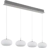 Globo Suspension LED, nickel mat, verre opalin, H 150 cm