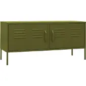 Syfax Meuble TV Vert olive 105x35x50 cm Acier