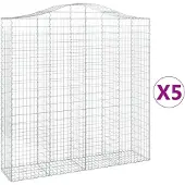 vidaXL Gabions avec arc surélevé 5 pcs. 200x50x200/220cm Fer galvanisé