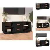 vidaXL Meuble TV Noir 100x34x40 cm Pin massif - Meubles TV