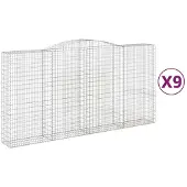 vidaXL Gabions avec arc surélevé 9 pcs. 400x50x200/220cm Fer galvanisé