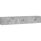 Syfax Meubles TV muraux 3 pcs gris béton 80x34,5x40 cm