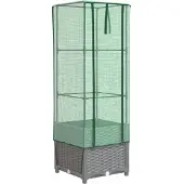 Syfax Jardinière surélevée avec housse aspect rotin 40x40x139 cm