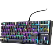 Preyon Brown Blitz Claw Gaming - Clavier mécanique TKL (sans pavé numérique), commutateurs Gateron Brown, touches "Pudding", éclairage RGB, boîtier en aluminium, clavier PC noir