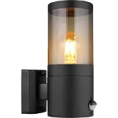 Globo Lighting Applique d'extérieur Globo 32014BSS XELOO IP44 E27 60 W noir/verre fumé avec détecteur de mouvement