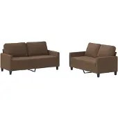 vidaXL Ensemble de canapés 2 pièces avec coussins Tissu brun