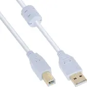 InLine 34535W Câble USB 2.0, A à B, blanc / or, avec noyau en ferrite, 3m