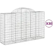 vidaXL Gabions avec arc surélevé 30pcs 200x50x120/140cm Fer galvanisé