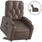 Syfax Fauteuil inclinable électrique marron similicuir